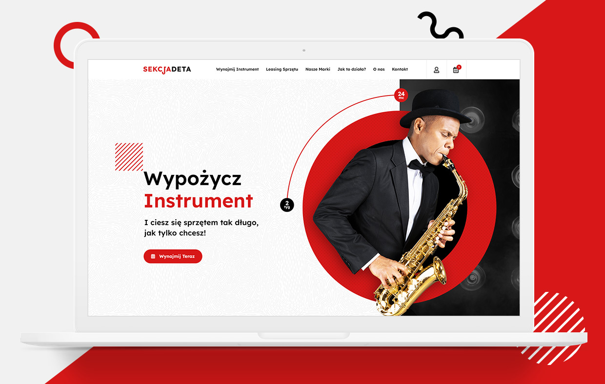 Projekt graficzny platformy wypożyczalni instrumentów dętych online SekcjaDeta.pl